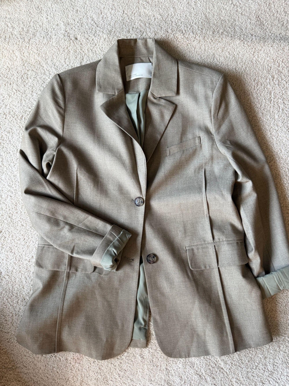 OAK + FORT Taupe Single-Breasted Blazer